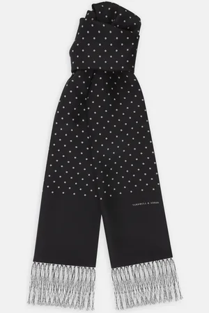 Turnbull & Asser Black and White Spotted Silk Scarf