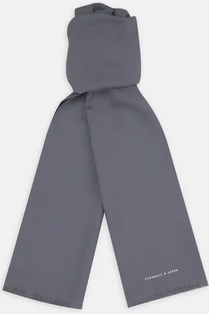 Turnbull & Asser Plain Grey Silk Scarf