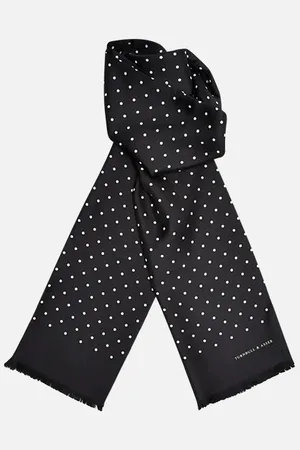 Turnbull & Asser Black and White Spotted Silk Scarf