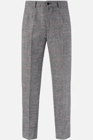 Turnbull & Asser Grey and Red Check Rupert Trousers