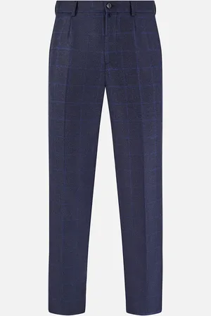 Turnbull & Asser Blue Checked Navy Rupert Trousers