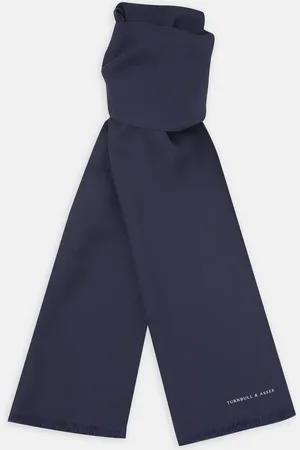 Turnbull & Asser Plain Navy Silk Scarf