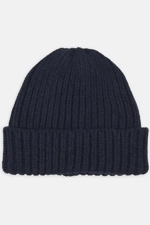Turnbull & Asser Navy Ribbed Cashmere Hat