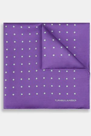Turnbull & Asser PURPLE AND MINT SPOT SILK POCKET SQUARE