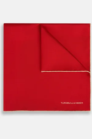 Turnbull & Asser RED AND GOLD PIPED SILK POCKET SQUARE
