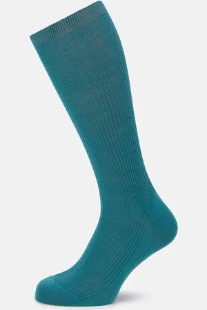 Turnbull & Asser Teal Mid-Length Merino Socks