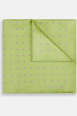 Turnbull & Asser Melon Green and Lilac Spot Silk Pocket Square