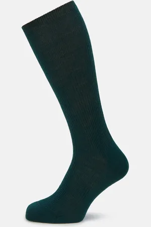 Turnbull & Asser Petrol Green Mid-Length Merino Socks