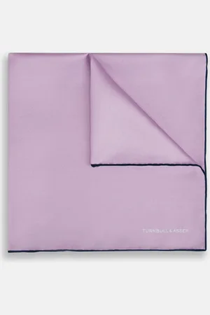 Turnbull & Asser Lilac Piped Silk Pocket Square