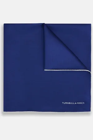 Turnbull & Asser Royal Blue Piped Silk Pocket Square