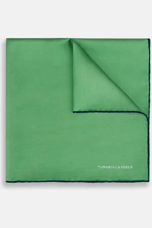Turnbull & Asser Fern Green Piped Silk Pocket Square