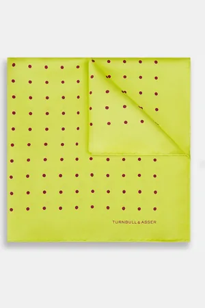 Turnbull & Asser Chartreuse and Mauve Spot Silk Pocket Square