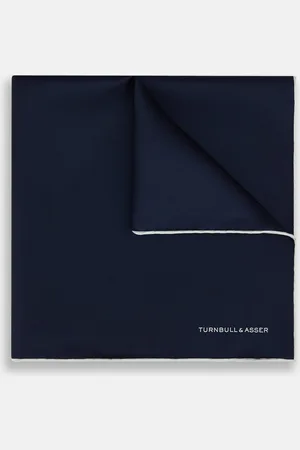 Turnbull & Asser Midnight Blue Piped Silk Pocket Square