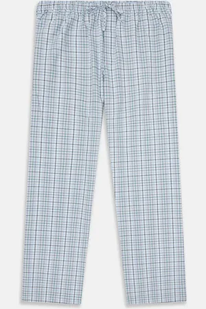 Turnbull & Asser Blue and Green Multi Track Check Pyjama Trousers