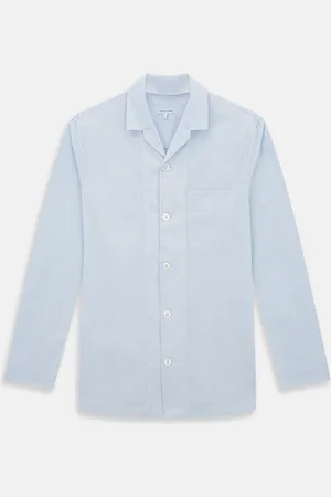 Turnbull & Asser Pale Blue Fine Micro Check Pyjama Shirt