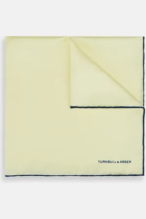 Turnbull & Asser GOLD AND NAVY BLUE PIPED SILK POCKET SQUARE