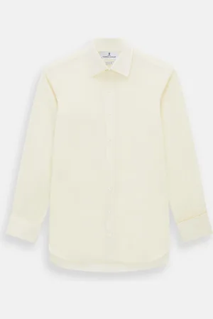 Turnbull & Asser Cream Cotton Shirt with T & A Collar and Double Cuffs