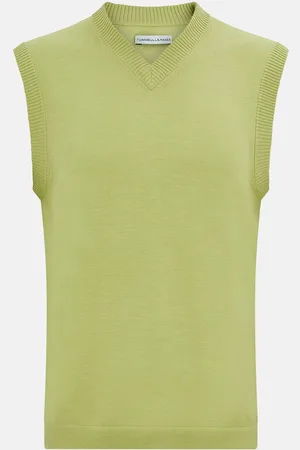 Turnbull & Asser Melon Green Fine Merino V-Neck Vest