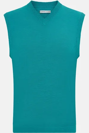 Turnbull & Asser Turquoise Fine Merino V-Neck Vest