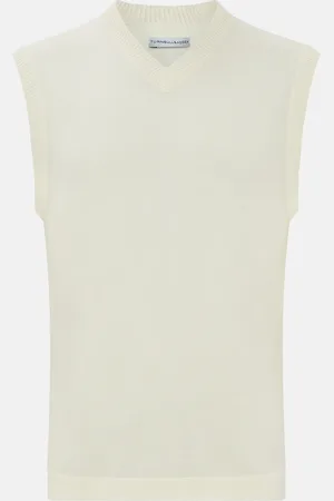 Turnbull & Asser Cream Fine Merino V-Neck Vest