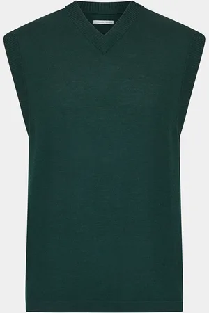 Turnbull & Asser Petrol Green Fine Merino V-Neck Vest