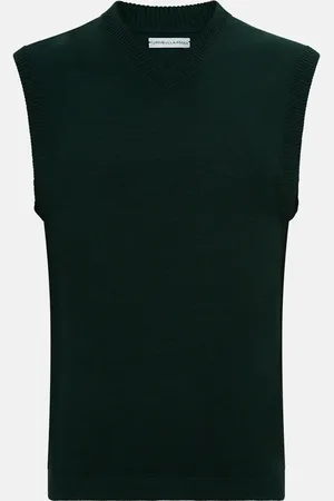 Turnbull & Asser Forest Green Fine Merino V-Neck Vest
