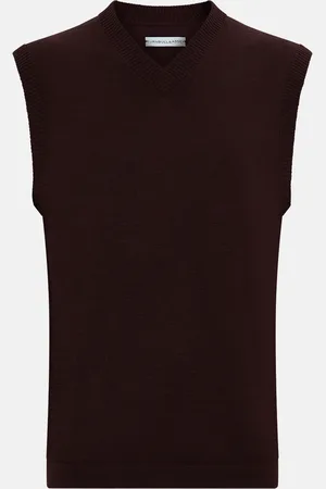 Turnbull & Asser Burgundy Fine Merino V-Neck Vest