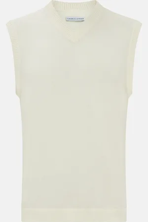 Turnbull & Asser Ecru Fine Merino V-Neck Vest