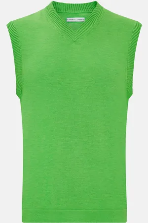 Turnbull & Asser Lime Green Fine Merino V-Neck Vest