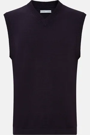 Turnbull & Asser Dark Purple Fine Merino V-Neck Vest