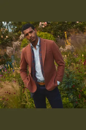 Turnbull & Asser Red Lambswool Herringbone Bern Blazer