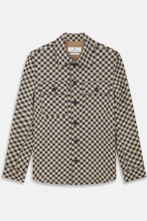 Turnbull & Asser Black Gingham Check Wool Blend Somerset Overshirt