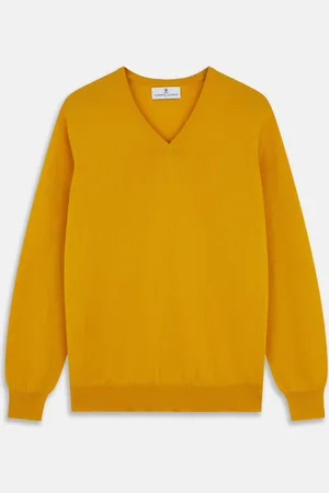 Turnbull & Asser Gold Paden Cashmere V-Neck Jumper