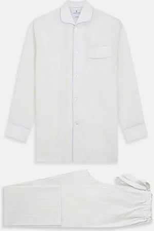 Turnbull & Asser Yellow Multi Stripe Cotton Quin Pyjama Set