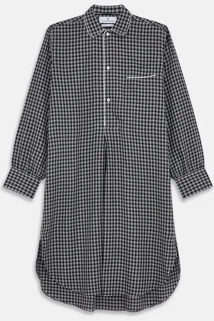 Turnbull & Asser Black Multi Check Cotton Blend Sussex Nightshirt
