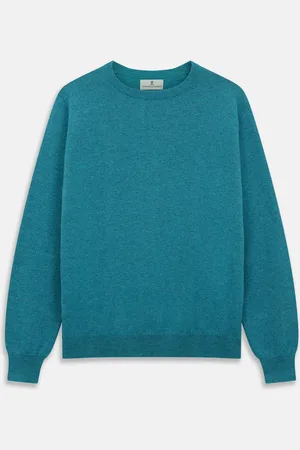 Turnbull & Asser Teal Glenn Crew Neck Jumper