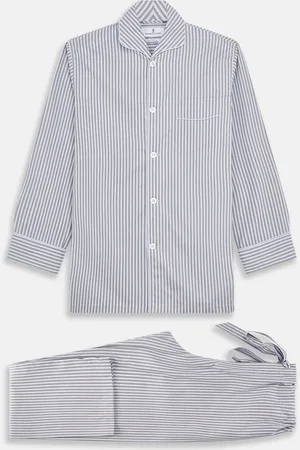 Turnbull & Asser Pale Blue Multi Stripe Cotton Quin Pyjamas