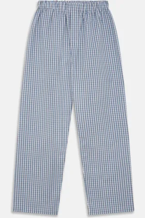 Turnbull & Asser Blue and White Check Cotton Hastings Pyjama Trousers