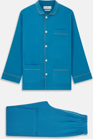 Turnbull & Asser Blue Silk Hyde Pyjama Set