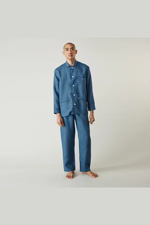 Turnbull & Asser Teal Linen Modern Pyjama Set