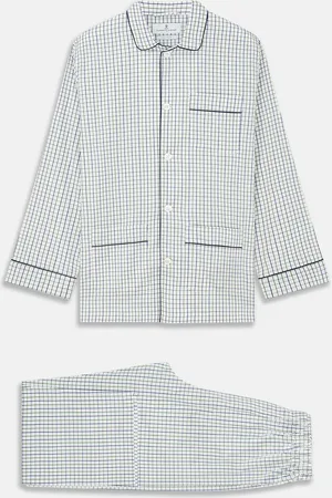 Turnbull & Asser Green and Blue Check Cotton Hyde Pyjama Set