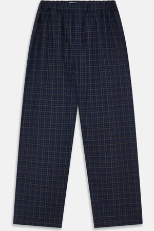Turnbull & Asser Blue Multi Check Wool Hasting Pyjama Trousers