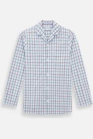 Turnbull & Asser Burgundy and Blue Check Pyjama Shirt