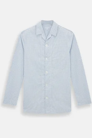 Turnbull & Asser Blue Graph Check Pyjama Shirt