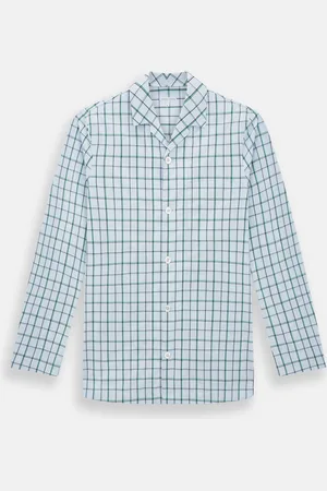 Turnbull & Asser Green and Blue Check Pyjama Shirt