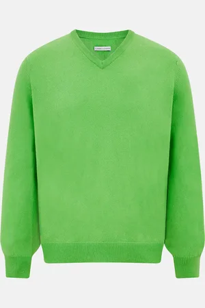 Turnbull & Asser Lime Green Cashmere V-Neck Jumper