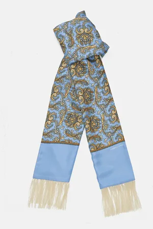 Turnbull & Asser Large Paisley Cashmere Backed Scarf with Wrap Tassels