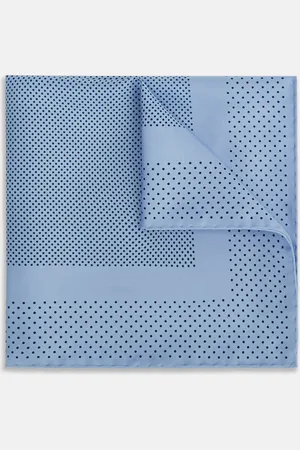 Turnbull & Asser Pale Blue Dot Silk Pocket Square
