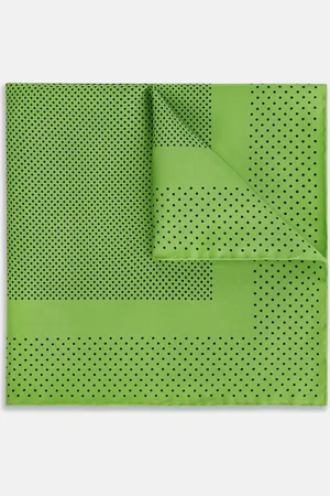 Turnbull & Asser Kelly Green Dot Silk Pocket Square