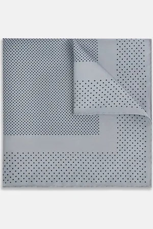 Turnbull & Asser Grey Dot Silk Pocket Square